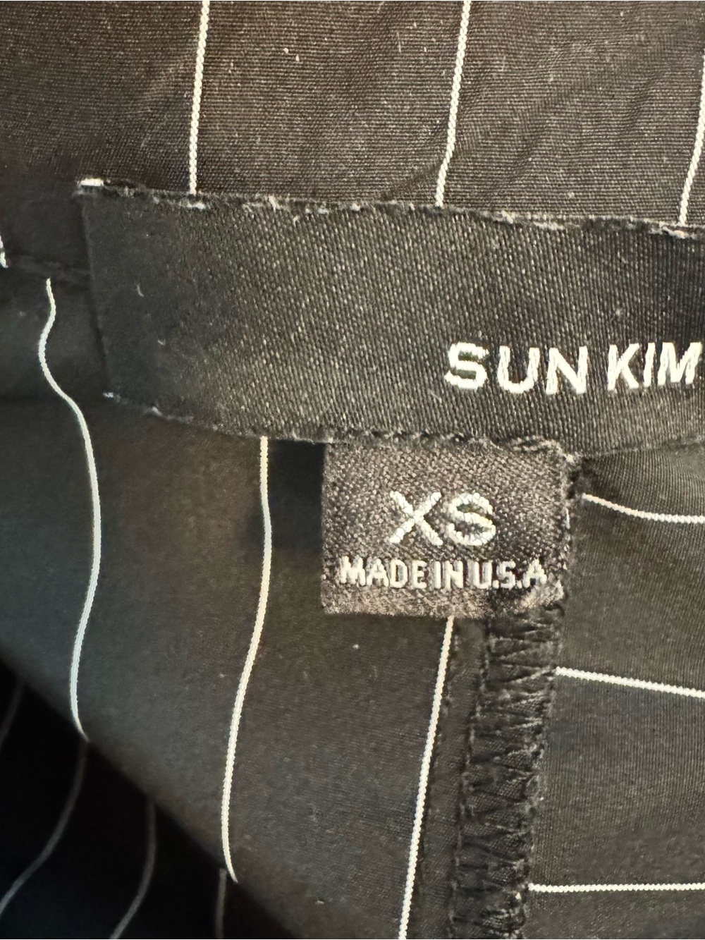 Sun Kim Women's Oversized Striped Button Up Shirt Black Lagenlook - Picture 6 of 7